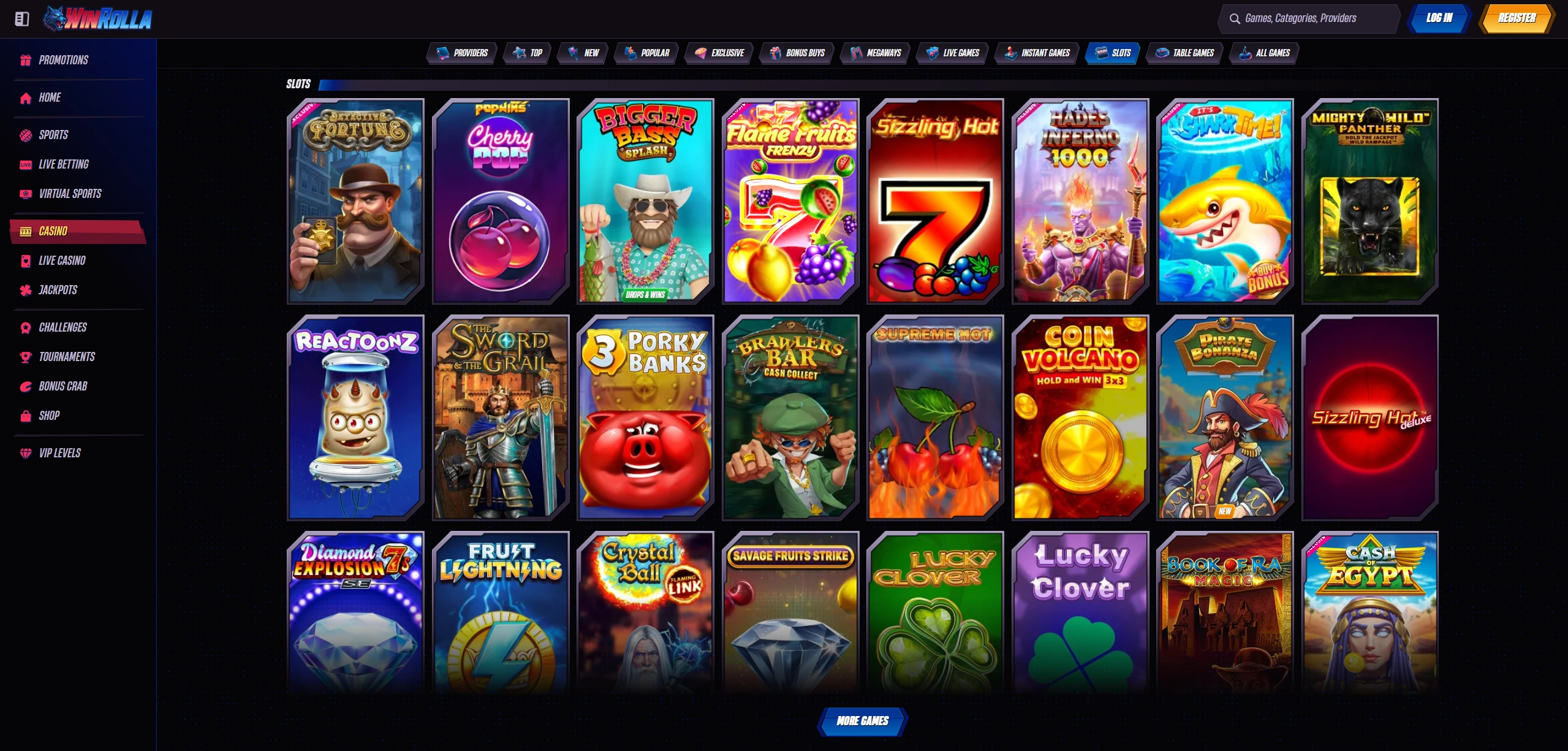 Screenshot delle slot più popolari su casinò WinRolla